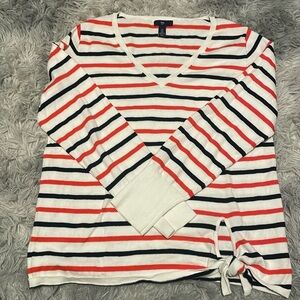 Gap Red/White/Blue tie knot stripe sweater - Large